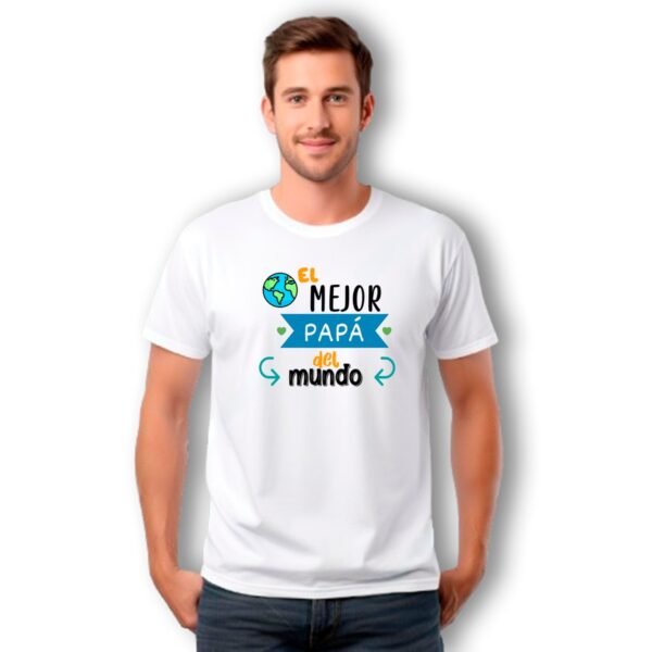 Playera El Mejor Papá del Mundo con diseño planeta Día del Padre