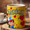 Taza Pokémon Ash Y Pikachu Con Corazones Regalo Ideal 11oz
