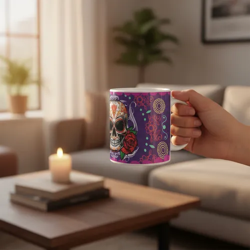 Taza De Calaveras Día De Muertos Ceramica