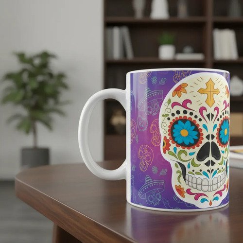 Taza De Calaveras Día De Muertos Ceramica