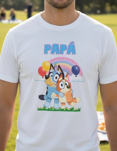 Combo 3 Playeras Y Pañalero Bluey Mamá Papá Hermana Y Bebe