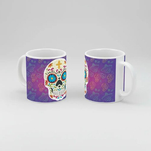 Taza De Calaveras Día De Muertos Ceramica