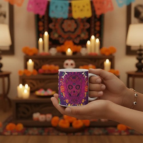 Taza De Calaveras Día De Muertos Ceramica