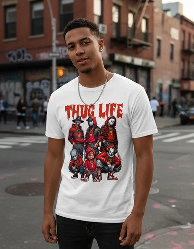 D_658396-MLM94494767329_102025-O.jpg Playera De Terror Para Halloween Unisex Thug Life Colección