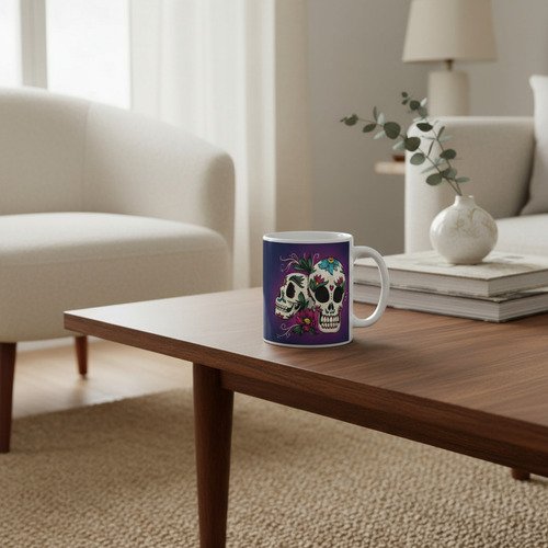 Taza De Calaveras Día De Muertos Ceramica