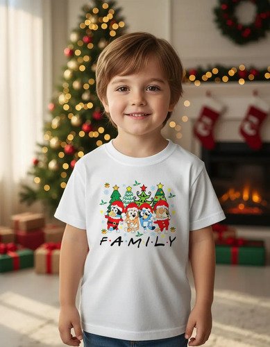 Playera Navidad Bluey Family Friends Infantil