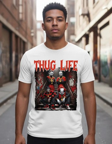 D_662286-MLM94721734225_102025-O.jpg Playera De Terror Para Halloween Unisex Thug Life Colección