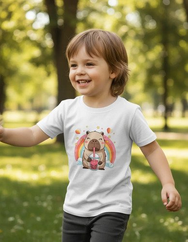 D_683402-MLM94587093470_102025-O.jpg Playera Infantil De Capibara Arcoiris