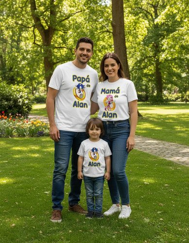 Kit Familiar 3 Playeras Personalizadas Cumpleaños Sonic
