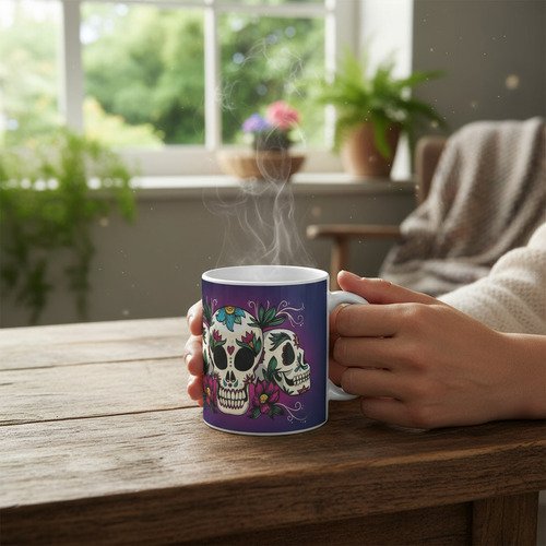 Taza De Calaveras Día De Muertos Ceramica