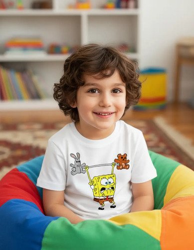 Playera Infantil Bob Esponja Pesas Gym