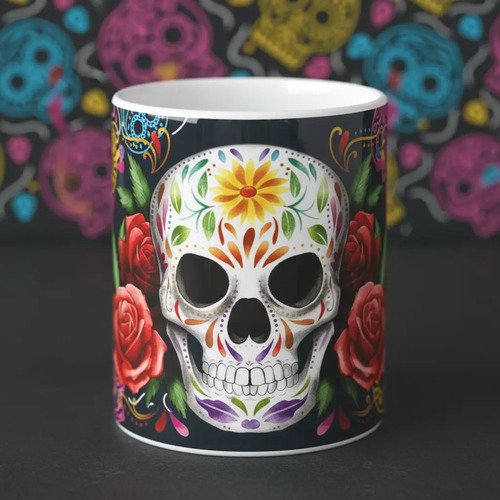 Taza De Calaveras Día De Muertos Ceramica