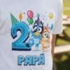 Combo 3 Playeras Y Pañalero Bluey Mamá Papá Hermana Y Bebe