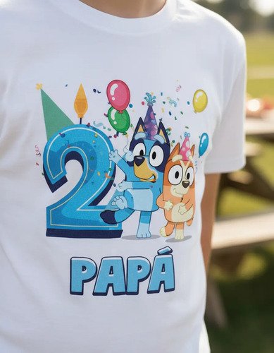 Combo 3 Playeras Y Pañalero Bluey Mamá Papá Hermana Y Bebe