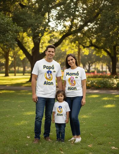 Kit Familiar 3 Playeras Personalizadas Cumpleaños Sonic
