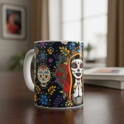 Taza De Calaveras Día De Muertos Ceramica