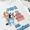 Combo 3 Playeras Y Pañalero Bluey Mamá Papá Hermana Y Bebe