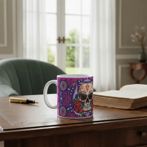Taza De Calaveras Día De Muertos Ceramica
