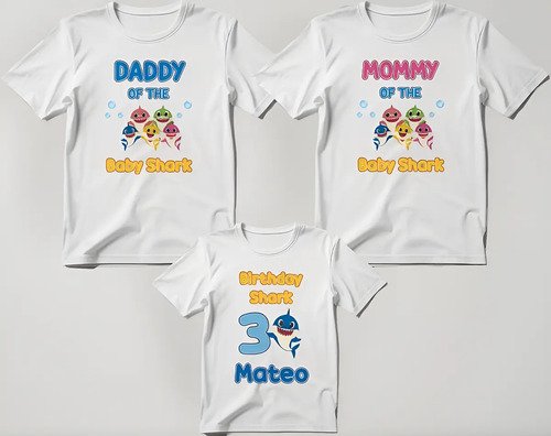 Combo 2 Playeras Unisex + 1 Playera Infantil De Baby Shark