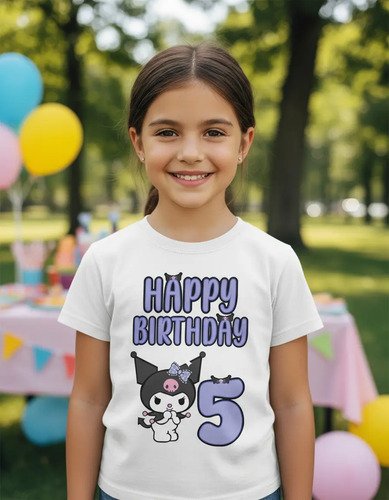 D_761899-MLM93878889588_102025-O.jpg Playera Infantil De Kuromi Happy Birthday