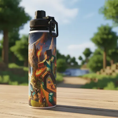 D_762853-MLM113935156507_062026-O.webp Botella De Agua 750 Ml Aluminio - Minecraft