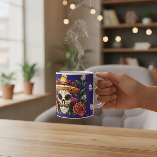 Taza De Calaveras Día De Muertos Ceramica