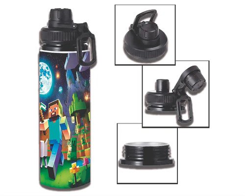 D_785296-MLM113935597671_062026-O.jpg Botella De Agua 750 Ml Aluminio - Minecraft