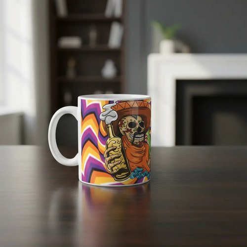 Taza De Calaveras Día De Muertos Ceramica