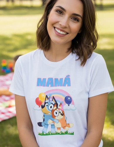 Combo 3 Playeras Y Pañalero Bluey Mamá Papá Hermana Y Bebe
