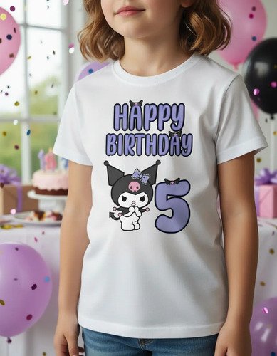 D_804748-MLM93878899068_102025-O.jpg Playera Infantil De Kuromi Happy Birthday