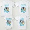 Combo 3 Playeras Y Pañalero Bluey Mamá Papá Hermana Y Bebe