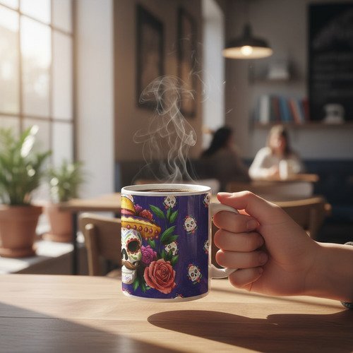 Taza De Calaveras Día De Muertos Ceramica