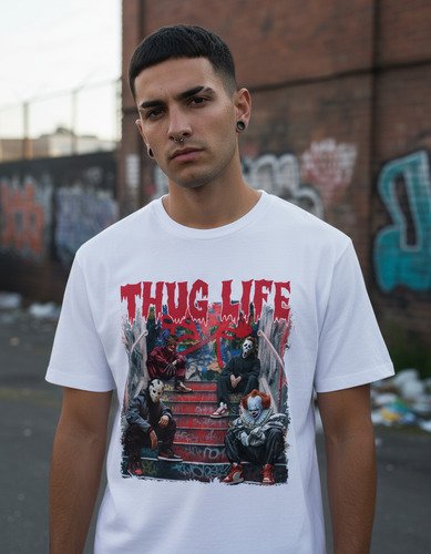 D_832528-MLM94280328648_102025-O.jpg Playera De Terror Para Halloween Unisex Thug Life Colección
