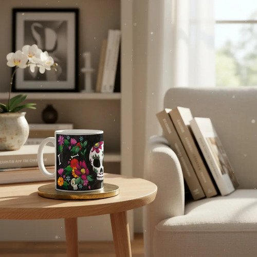Taza De Calaveras Día De Muertos Ceramica