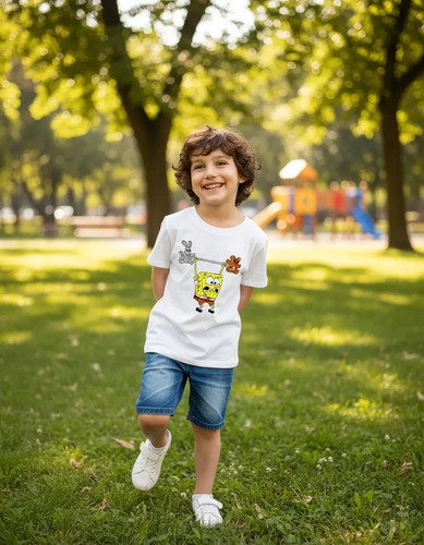 Playera Infantil Bob Esponja Pesas Gym
