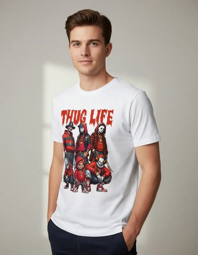 D_838900-MLM94067527970_102025-O.jpg Playera De Terror Para Halloween Unisex Thug Life Colección