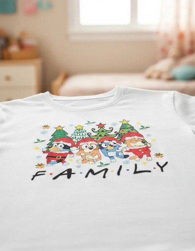 Playera Navidad Bluey Family Friends Infantil