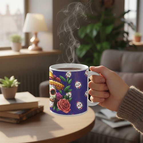 Taza De Calaveras Día De Muertos Ceramica