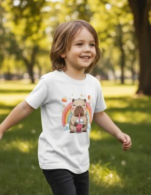 Playera Infantil De Capibara Arcoiris