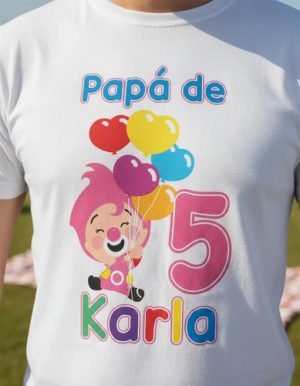 Combo 3 Playeras De Plim Plim Globos Fiesta Papá Mamá Hijo