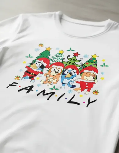 Playera Navidad Bluey Family Friends Infantil