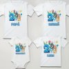 Combo 3 Playeras Y Pañalero Bluey Mamá Papá Hermana Y Bebe