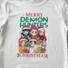 Playera Navideña Demon Hunters Huntrix Infantil Blanca