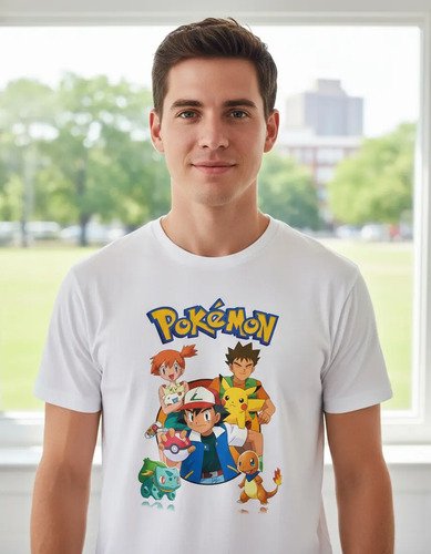 D_919232-MLM94455629970_102025-O.jpg Playera Pokemon Ash, Brock, Misty Unisex Adulto
