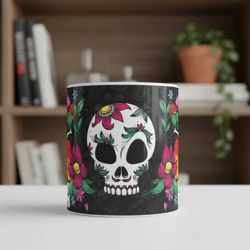 Taza De Calaveras Día De Muertos Ceramica