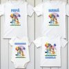 Combo 3 Playeras Y Pañalero Bluey Mamá Papá Hermana Y Bebe