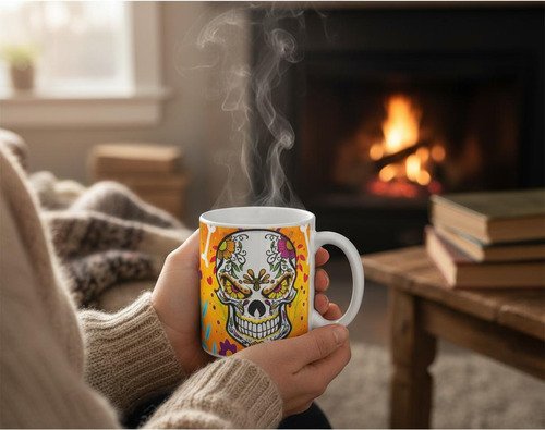 Taza De Calaveras Día De Muertos Ceramica