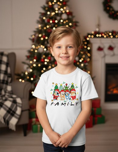 Playera Navidad Bluey Family Friends Infantil