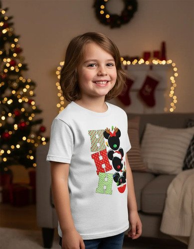 D_960267-MLM94241627522_102025-O.jpg Playera Infantil Mickey Mouse Navidad Ho Ho Ho