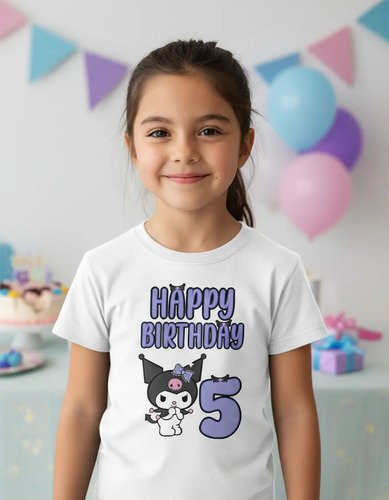 D_964842-MLM93878870564_102025-O.jpg Playera Infantil De Kuromi Happy Birthday